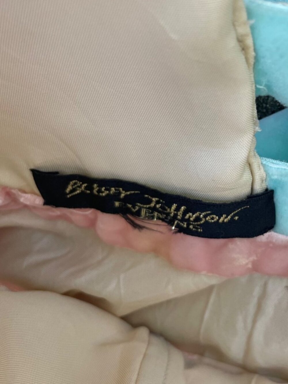 Vintage Y2K Betsey Johnson Dress Tulle Pink Bows Painted Floral Fairy Ethereal S - Picture 7 of 17